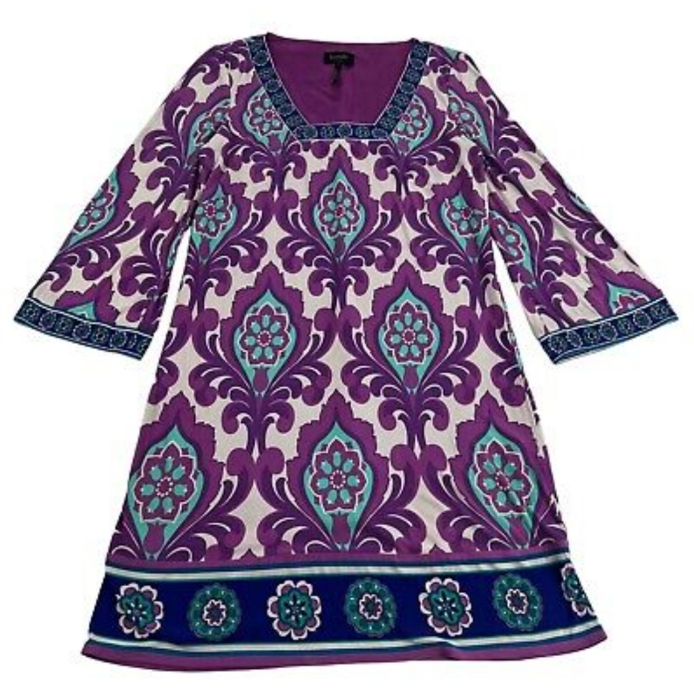 Laundry by Shelli Segal Purple Mandala Boho Shift Dress Size 6